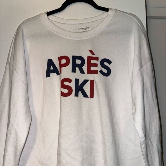 Grayson Threads Women’s White Apres Ski Graphic Crew Large NWT - Picture 3 of 11